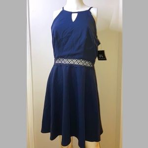 IN San Fransisco Navy Blue Cutout Sleeveless Fit and Flare Dress Size 11